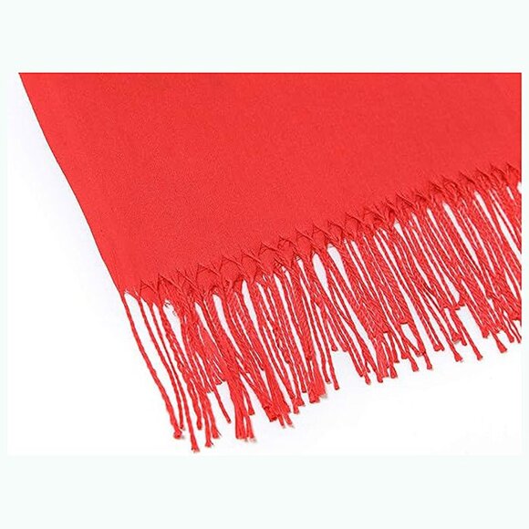 Large Soft Cashmere Silky Solid Shawl Wrap Scarf for Women-Red - Picture 6 of 6